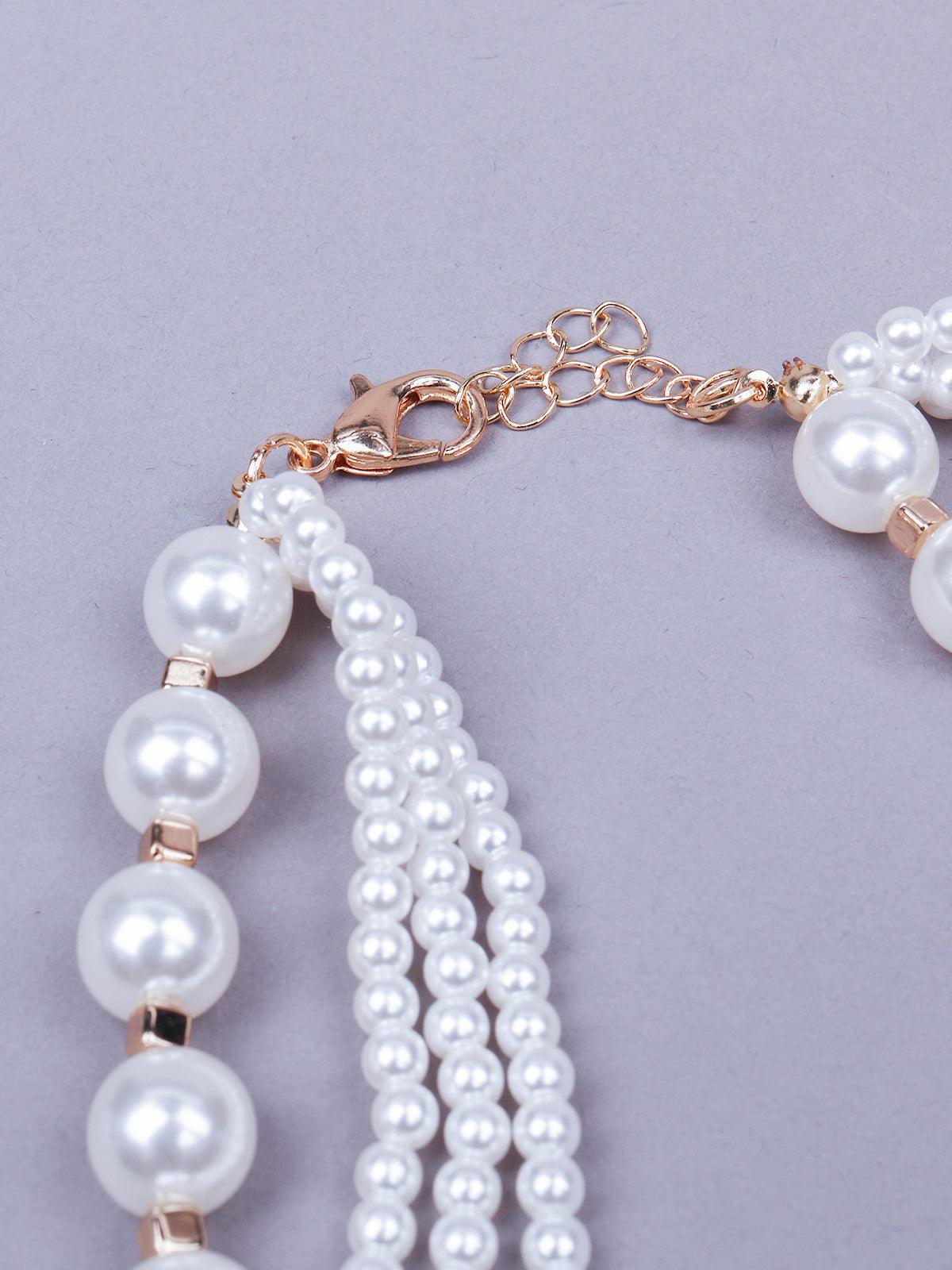 Gorgeous multilayered faux pearl statement necklace - Odette
