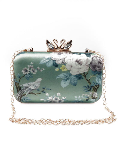 Gorgeous pastel green printed clutch - Odette