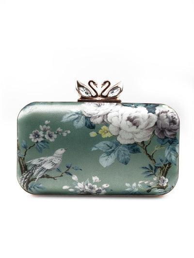 Gorgeous pastel green printed clutch - Odette