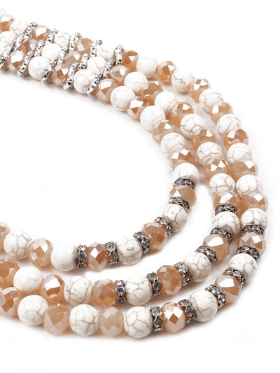 Gorgeous peach and white layered mala style necklace - Odette