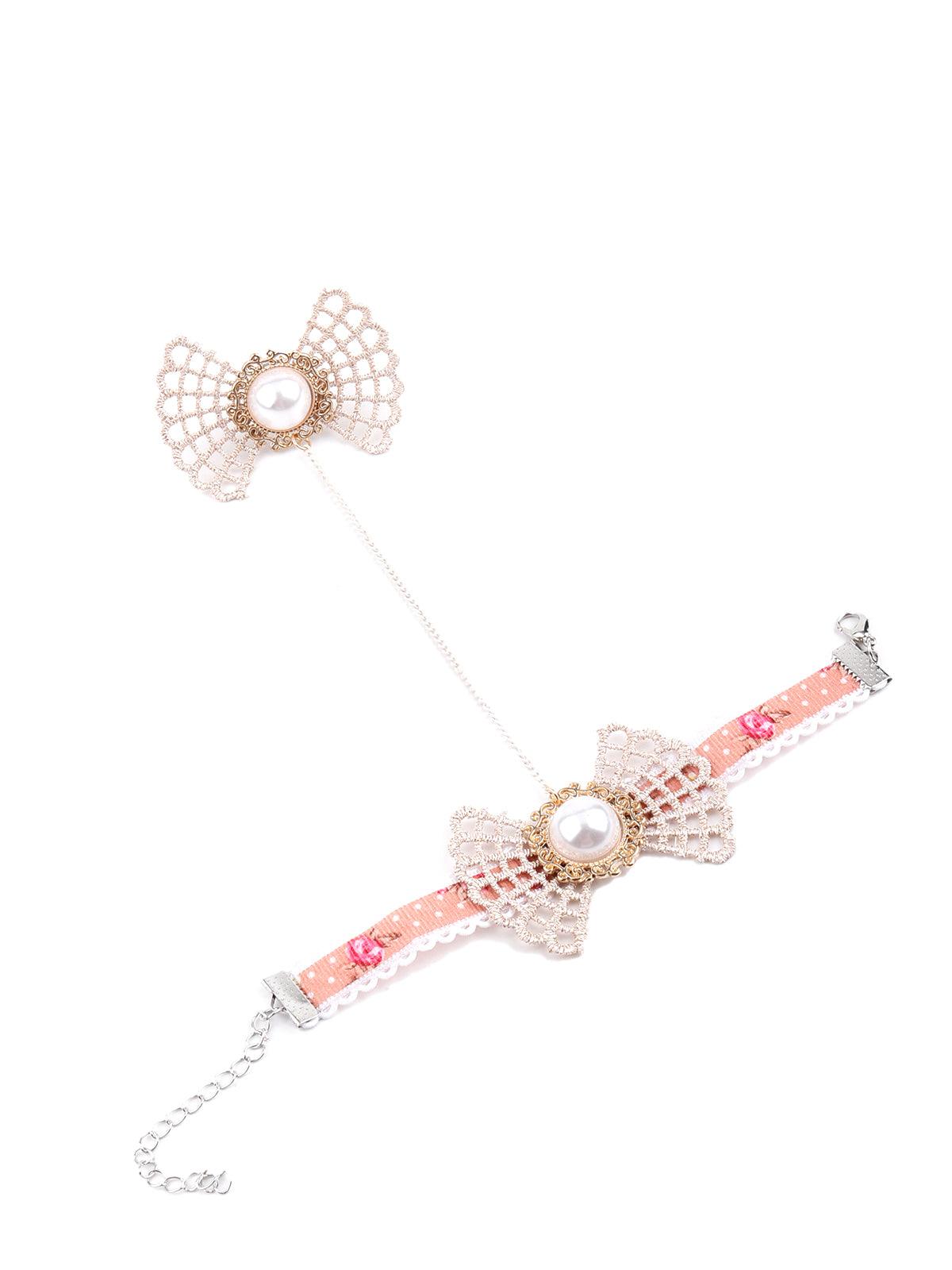 Gorgeous pink embellished bracelet chainring - Odette