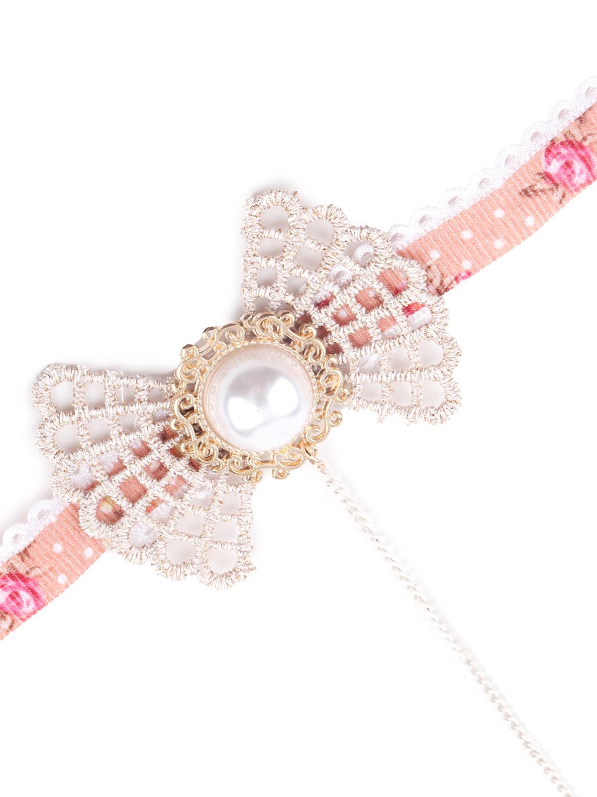Gorgeous pink embellished bracelet chainring - Odette
