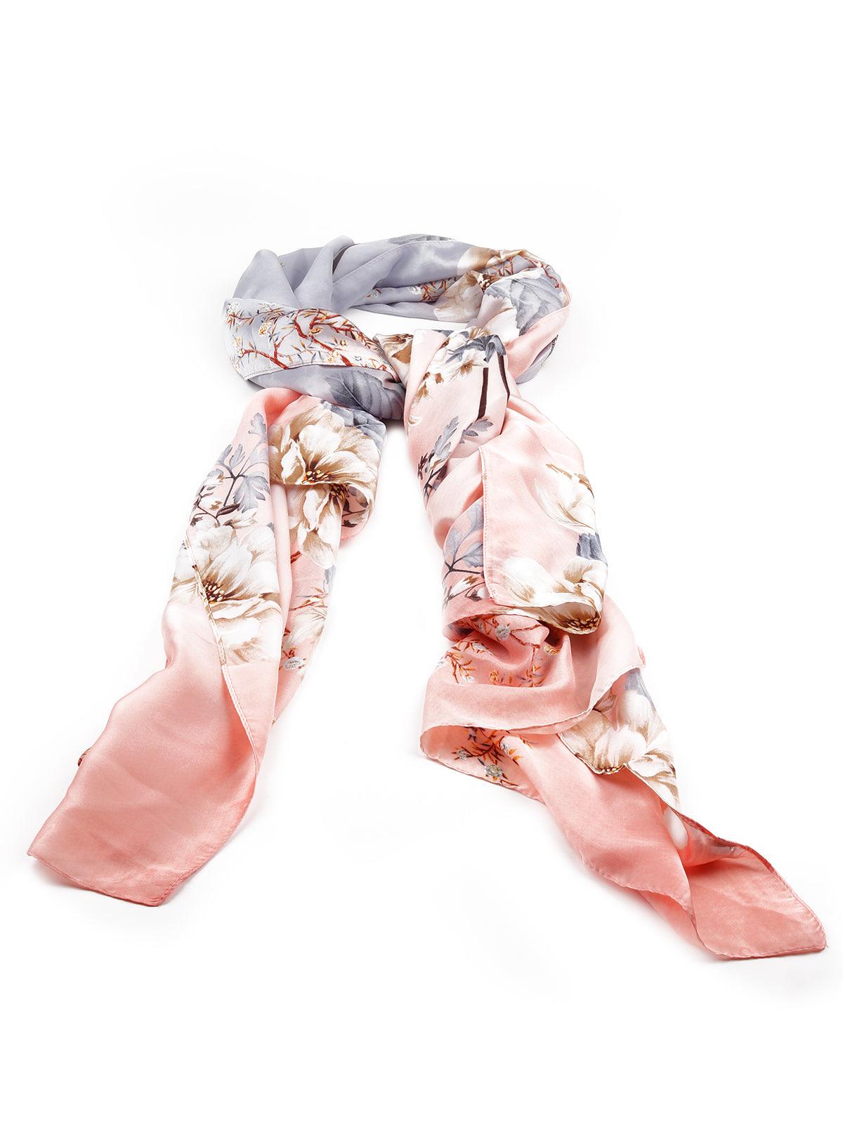 Gorgeous pink floral printed scarf for women - Odette