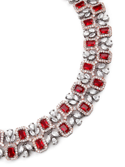 Gorgeous red diamanté jewellery set for women - Odette