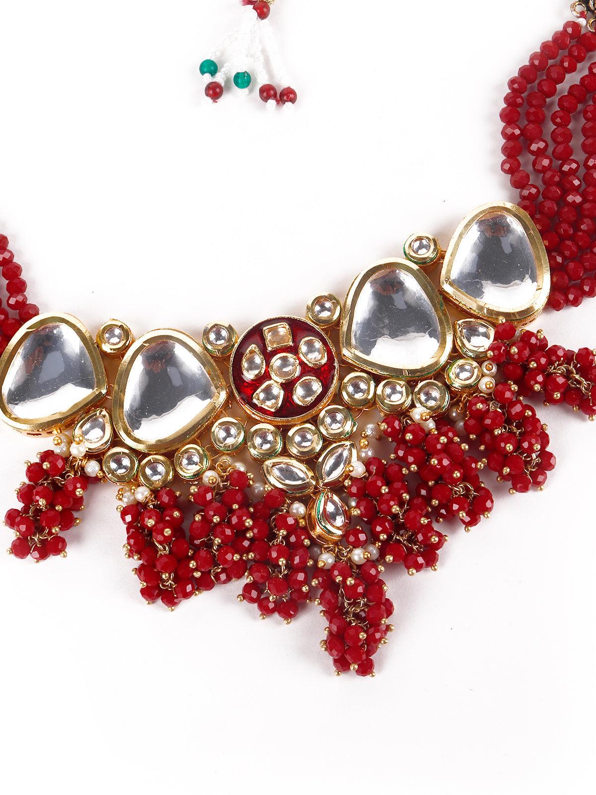 Gorgeous red vibrant necklace set - Odette