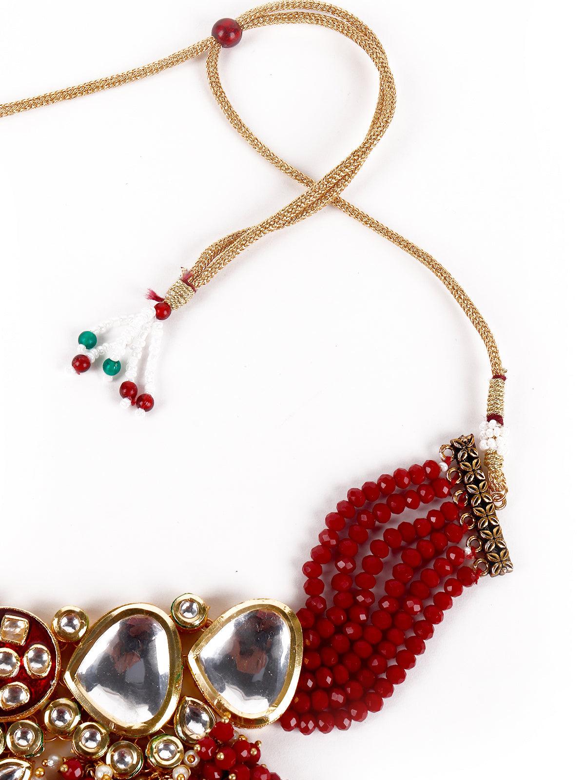 Gorgeous red vibrant necklace set - Odette