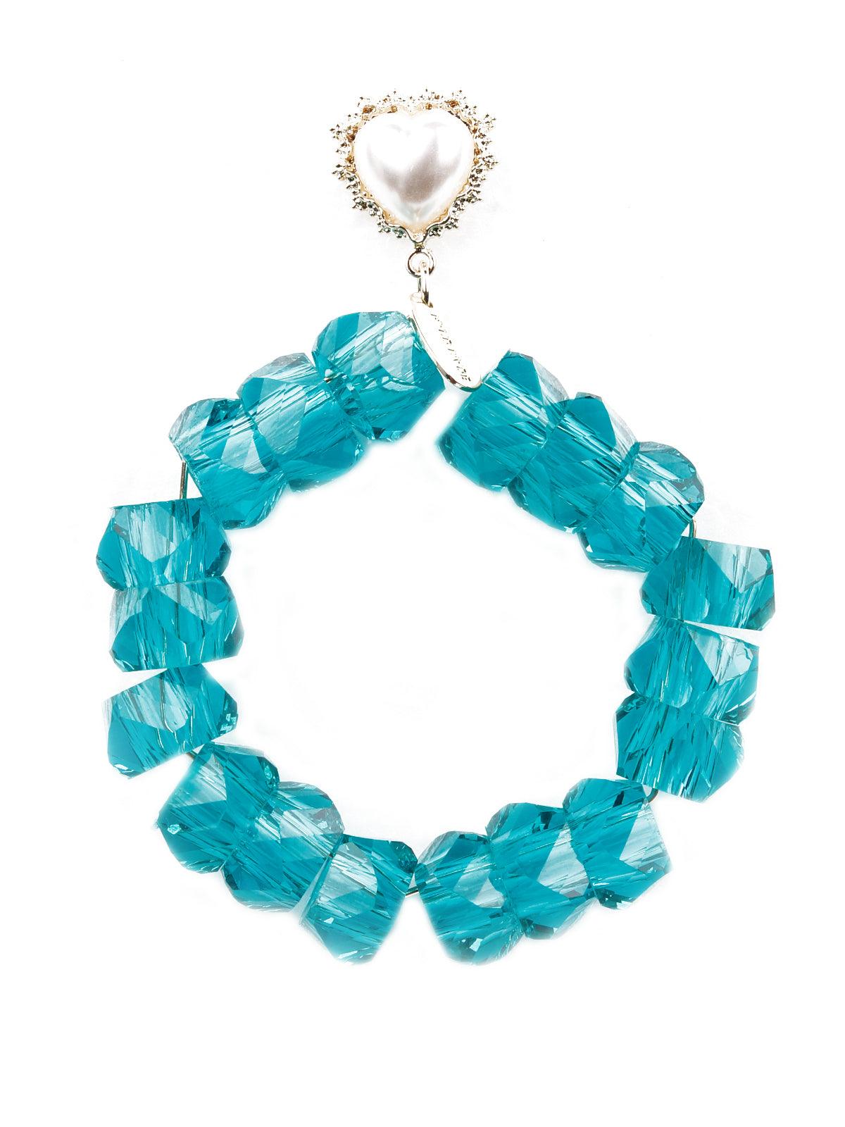Gorgeous rounded blue beaded earrings - Odette