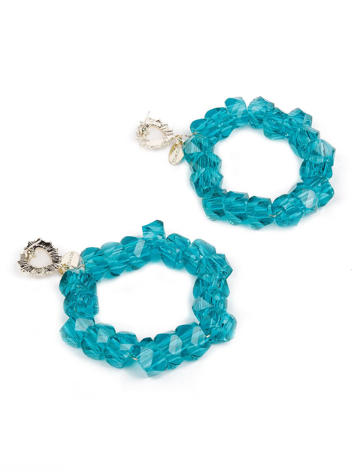 Gorgeous rounded blue beaded earrings - Odette