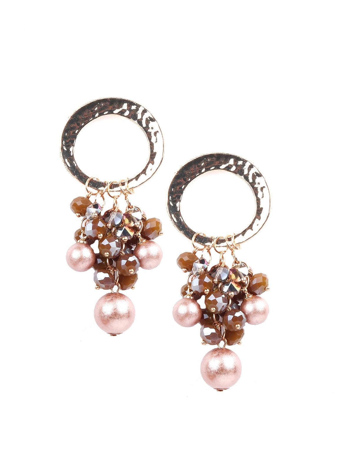 Gorgeous rounded gold tone statement earrings for women - Odette
