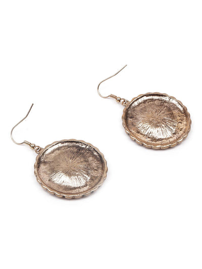 Gorgeous rounded golden textured earrings - Odette