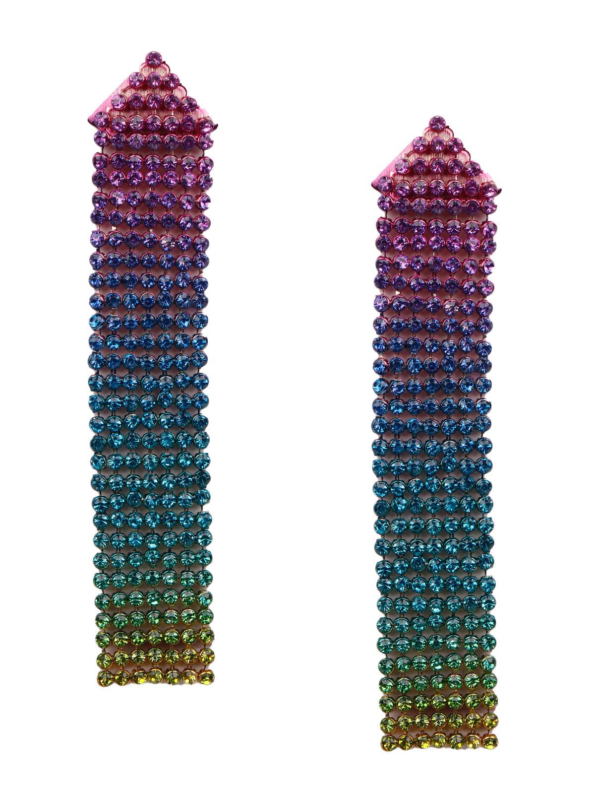 Gorgeous shaded multicoloured tassel drop earrings - Odette