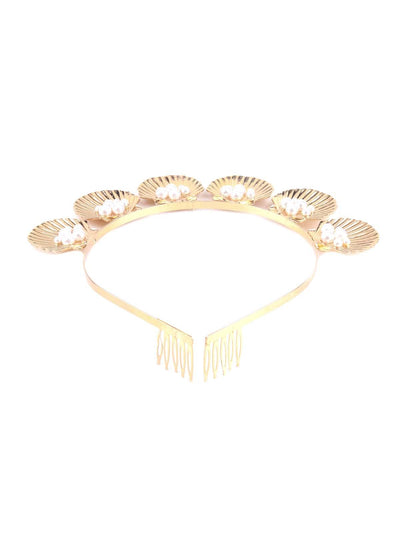 Gorgeous shell-shaped gold textured hairband - Odette