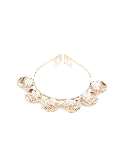 Gorgeous shell-shaped gold textured hairband - Odette