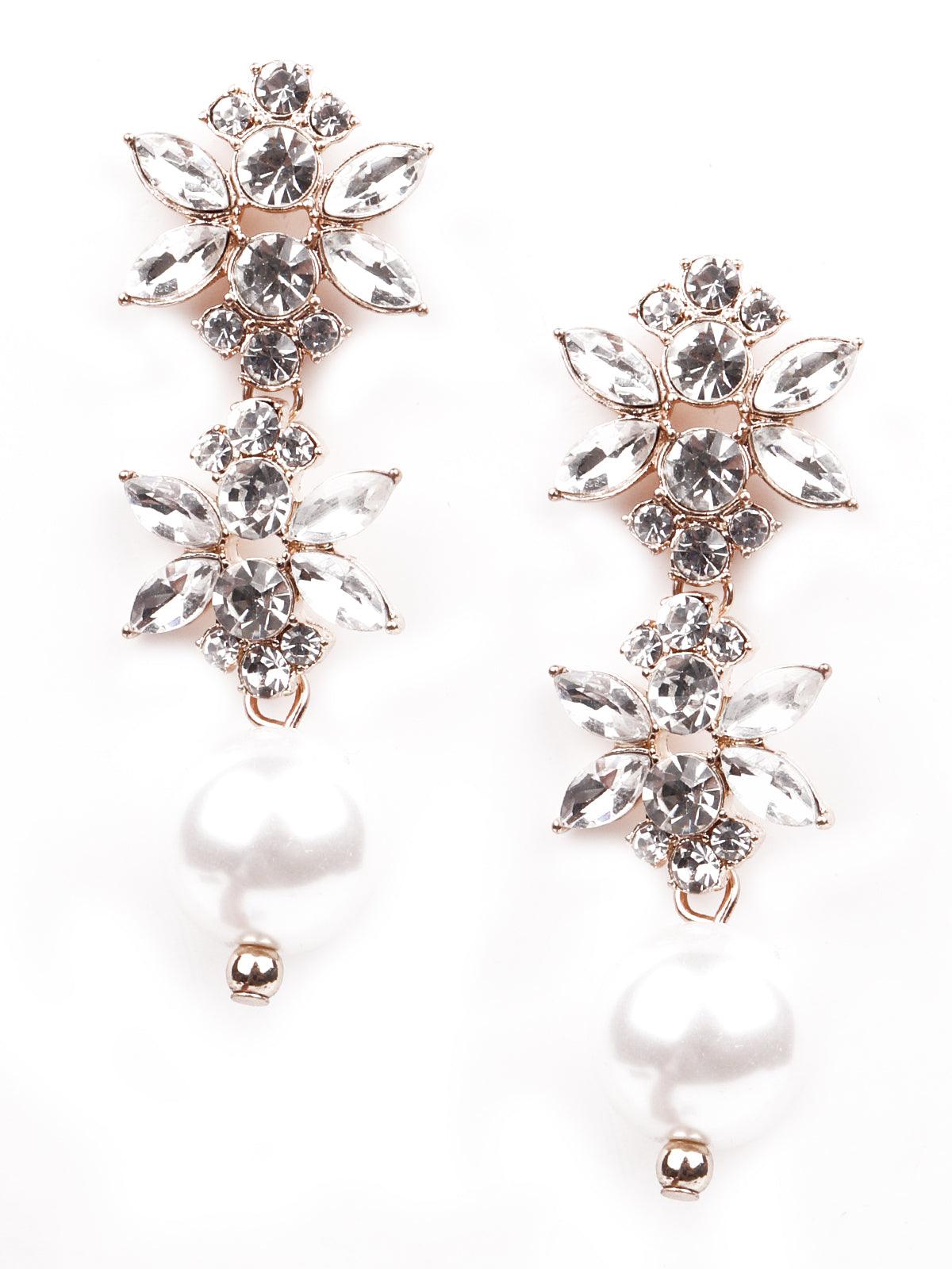 Gorgeous sparkling floral drop earrings - Odette