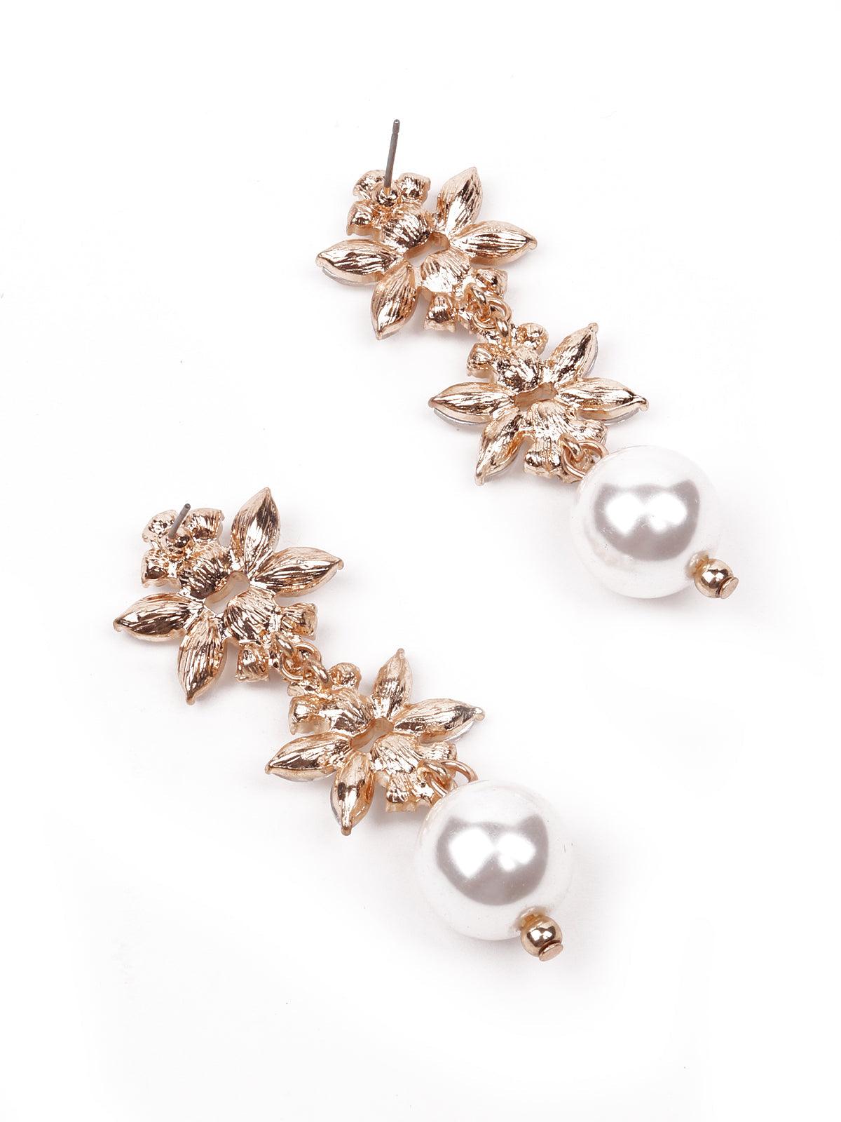Gorgeous sparkling floral drop earrings - Odette