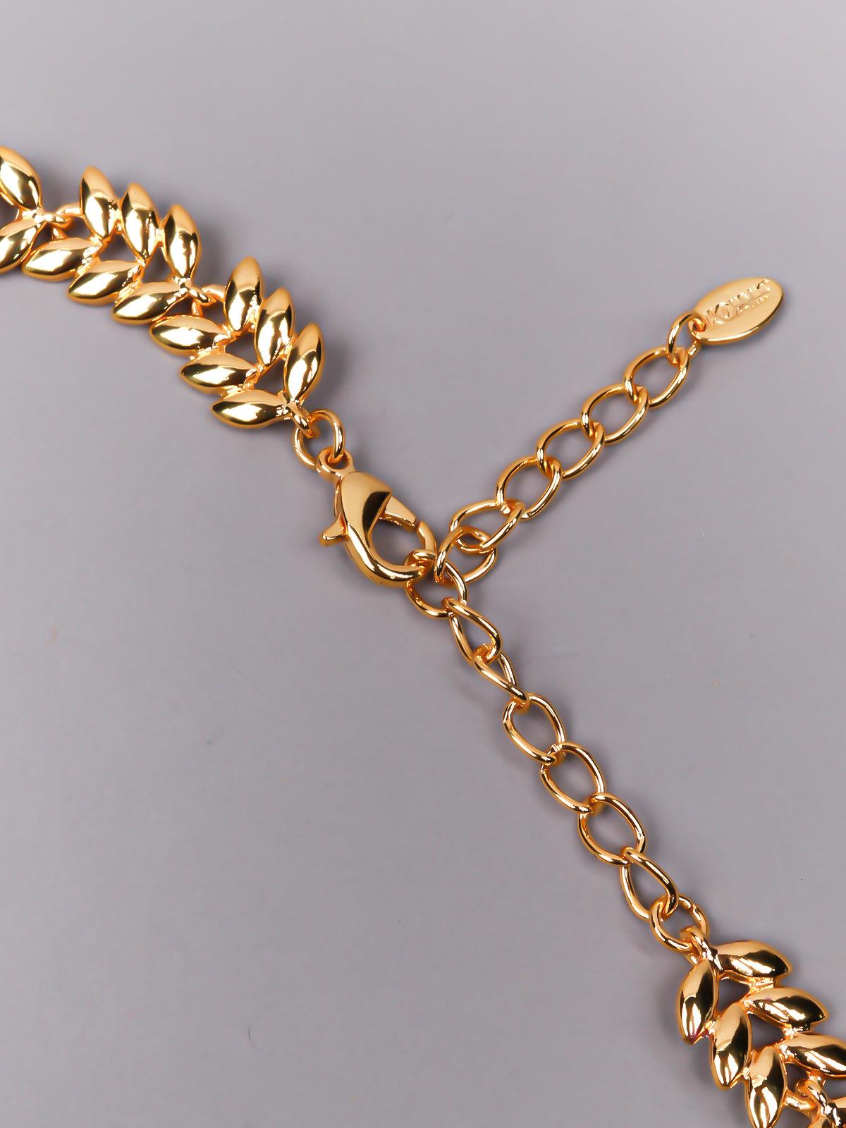 Gorgeous studded necklace set - Gold - Odette