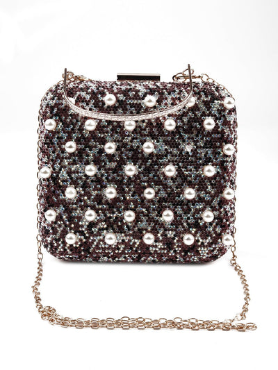 Gorgeous tweed embellished sling bag - Odette