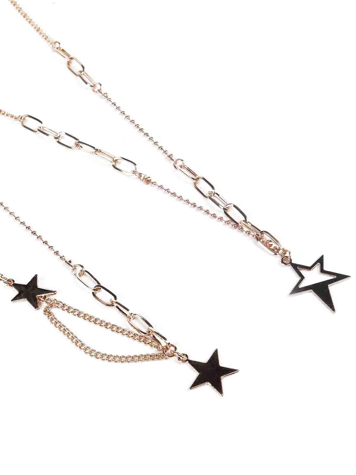 Gorgeous two-piece star pendant necklace -Gold - Odette