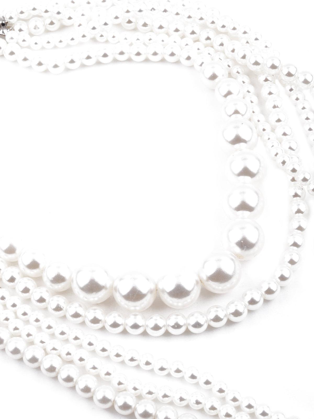 Gorgeous white artificial pearl layered necklace for women - Odette