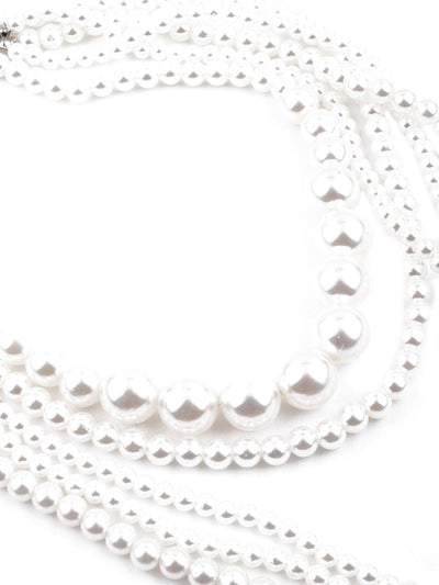 Gorgeous white artificial pearl layered necklace for women - Odette