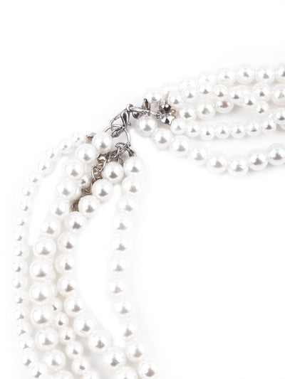 Gorgeous white artificial pearl layered necklace for women - Odette