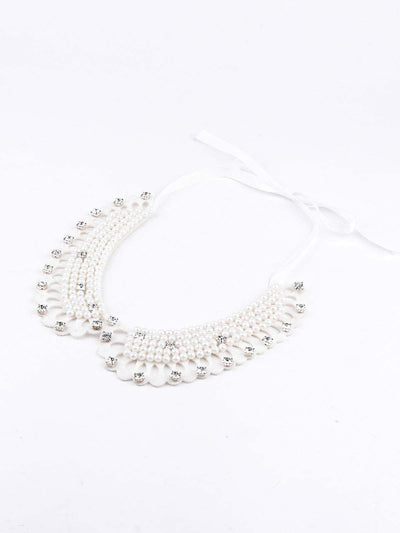 Gorgeous white beaded collar necklace for women - Odette