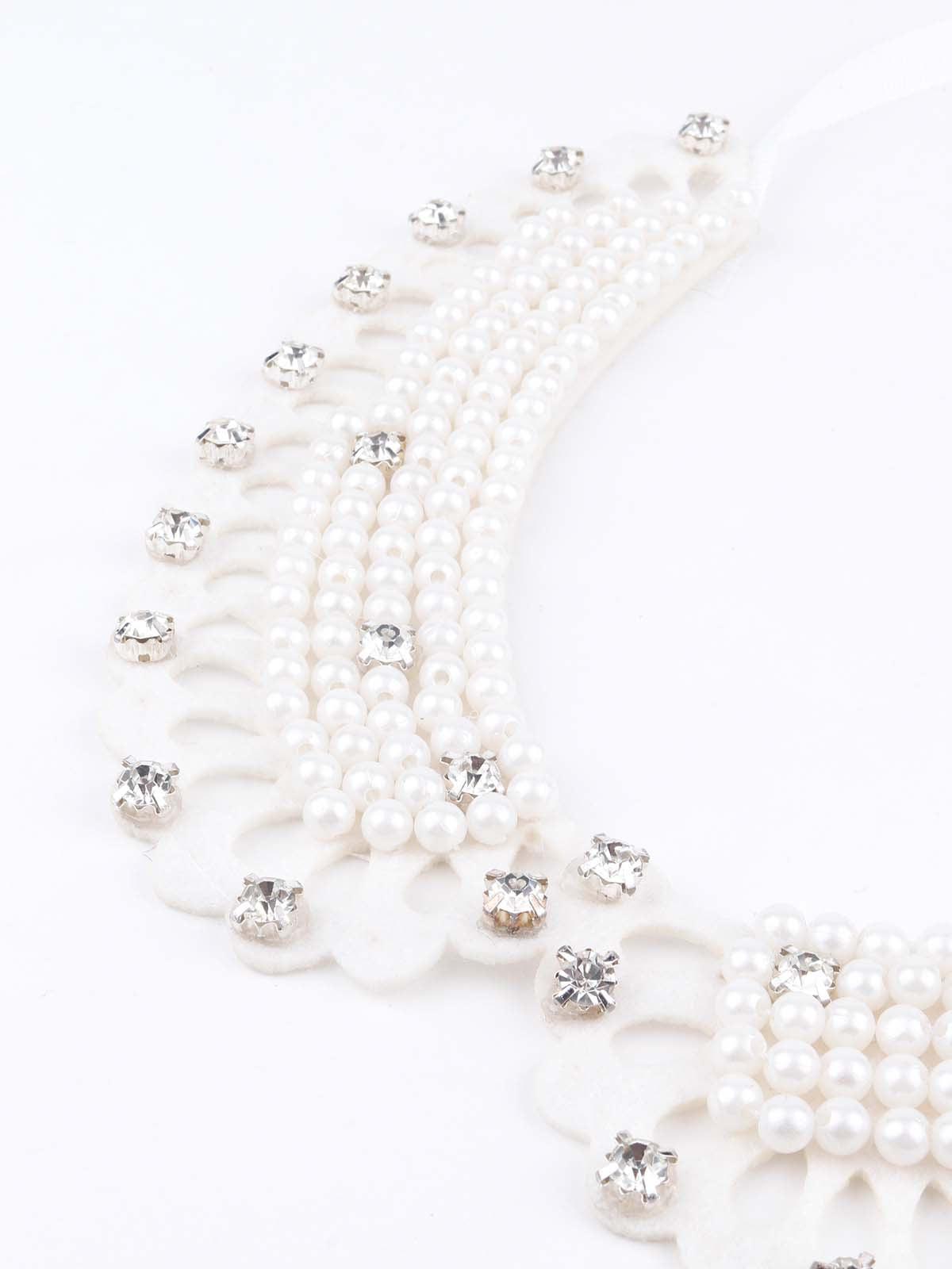 Gorgeous white beaded collar necklace for women - Odette