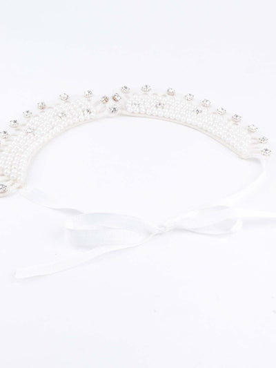 Gorgeous white beaded collar necklace for women - Odette