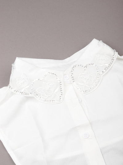 Gorgeous white embroidered detachable collar - Odette