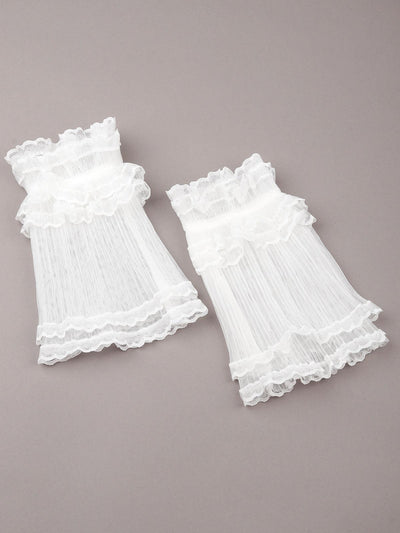 Gorgeous white  lace frills hand gloves - Odette