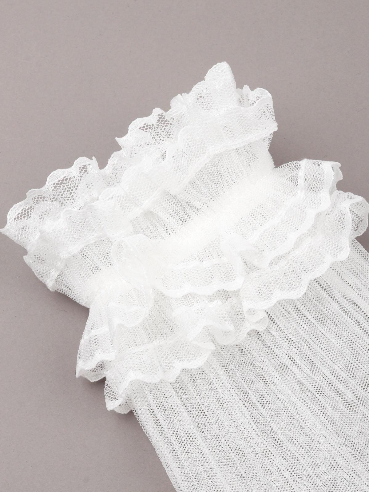 Gorgeous white  lace frills hand gloves - Odette