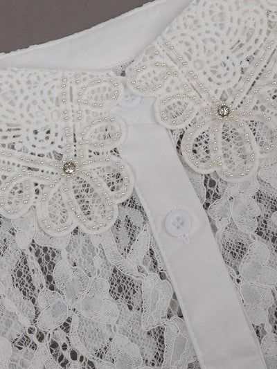 Gorgeous  white pearls embroidered collar - Odette