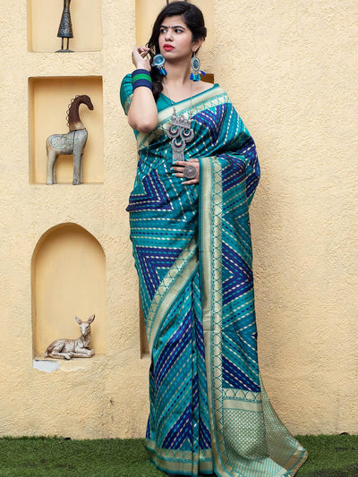 Gorgeous Woven Blue Banarasi Silk Saree - Odette