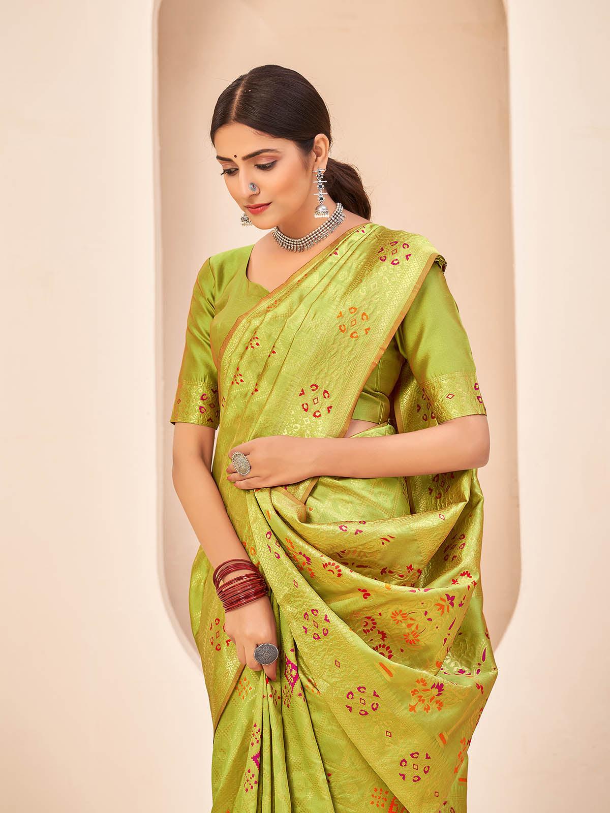 Gorgeous Woven Light Green Banarasi Silk Saree - Odette