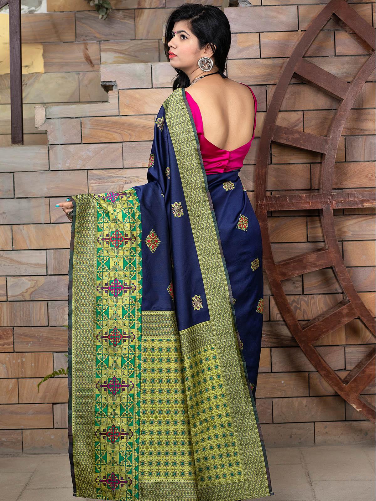 Gorgeous Woven Navy Banarasi Silk Saree - Odette