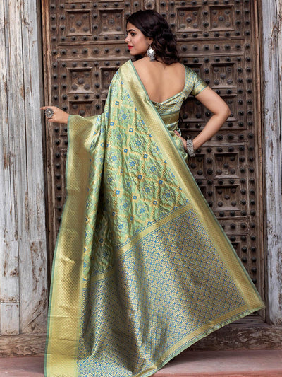 Gorgeous Woven Pista Banarasi Silk Saree - Odette