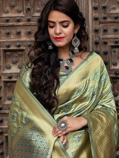 Gorgeous Woven Pista Banarasi Silk Saree - Odette