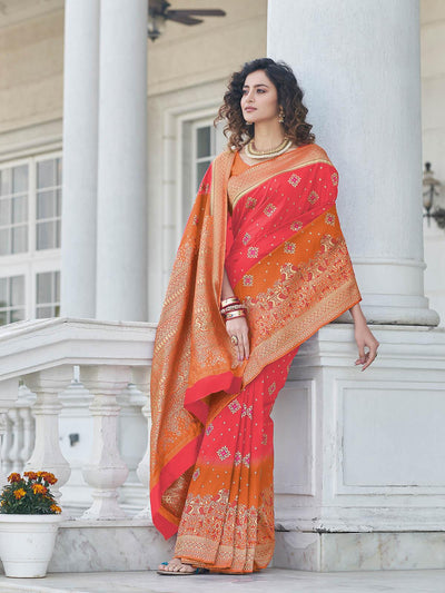 Gorgeous Woven Red Banarasi Silk Saree - Odette