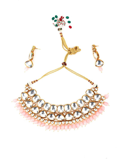 Grand Pink Mani & Kundan Necklace Set! - Odette