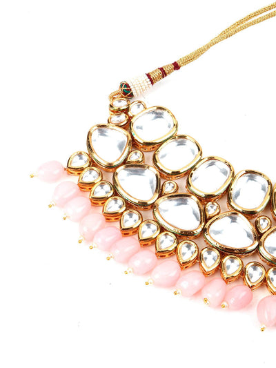 Grand Pink Mani & Kundan Necklace Set! - Odette
