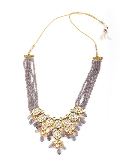 Gray Kundan Trendy Necklace - Odette