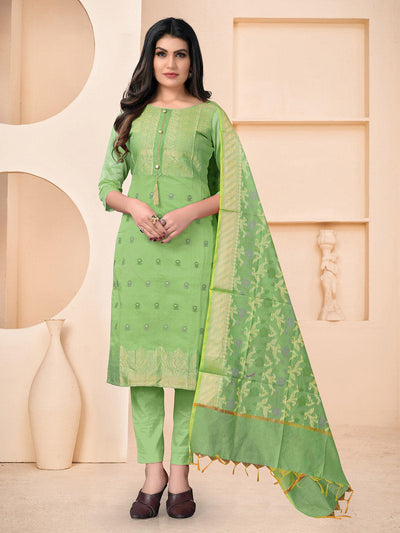 Green Banarasi Jacquard Woven Designer Kurta Set - Odette