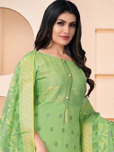 Green Banarasi Jacquard Woven Designer Kurta Set - Odette