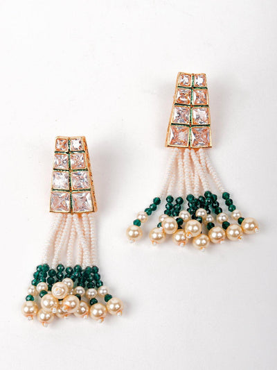 Green Beaded Stands Multi- Necklace Set - Odette