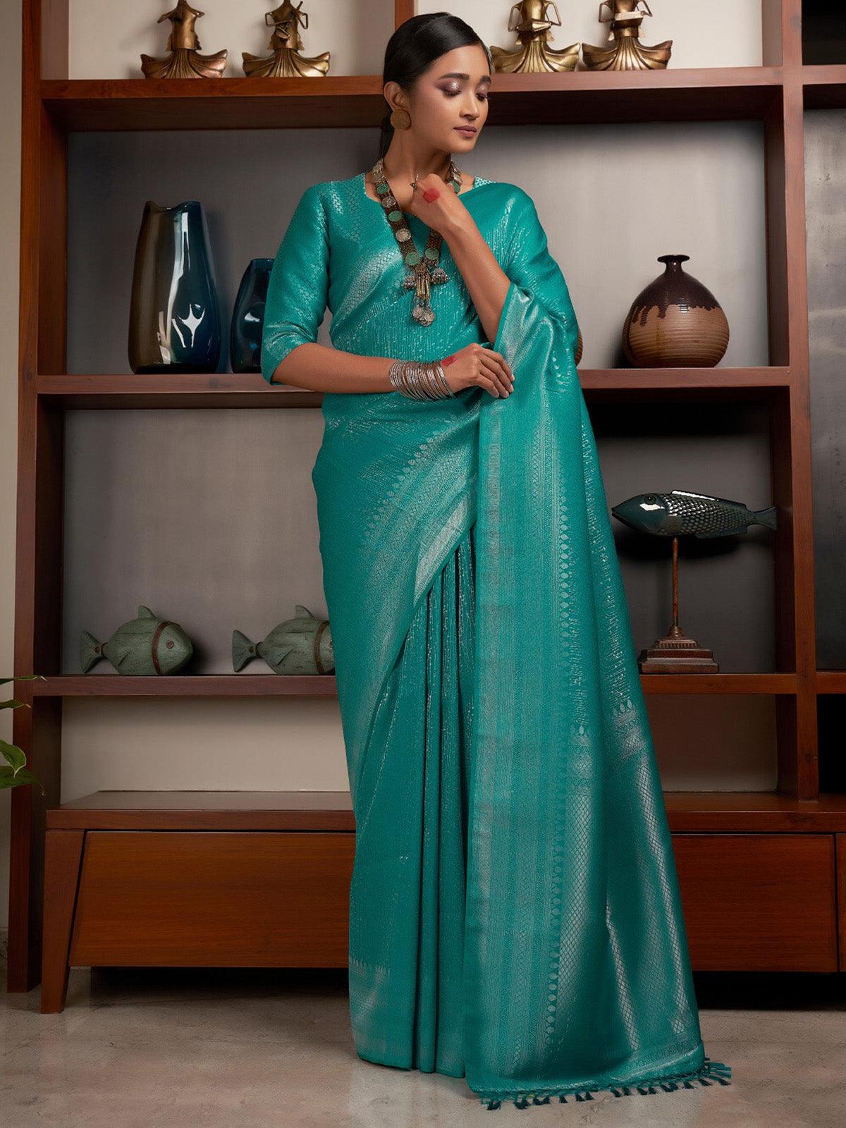 green Color Kanjivaram Silk Saree - Odette