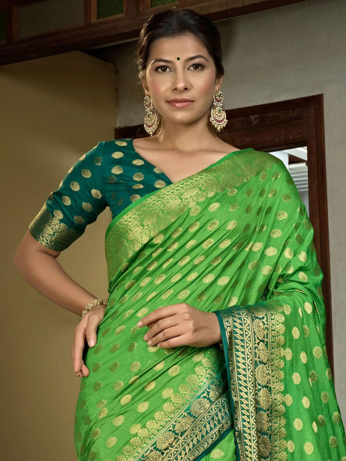 Green Color Traditional Wear Silk Saree - Odette
