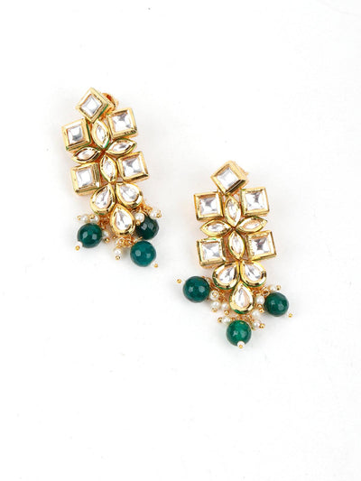 Green Crystals Kundan Necklace - Odette