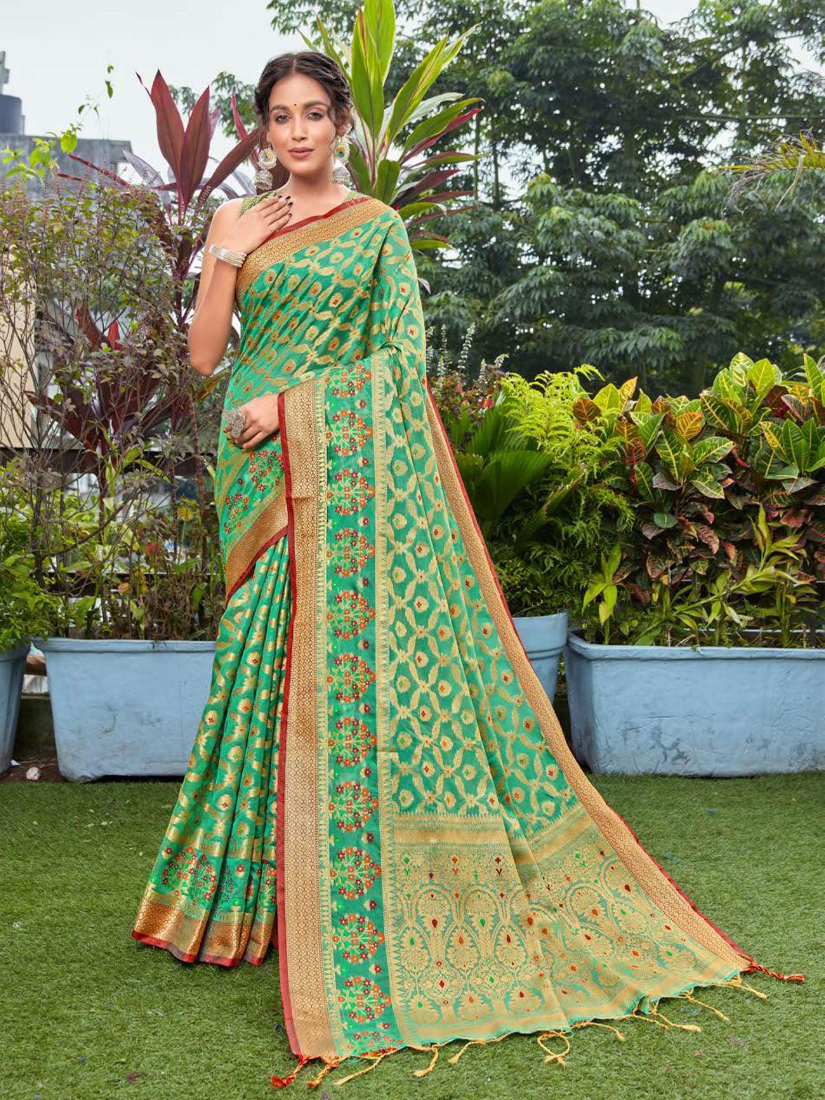 Green Elegant Cotton Silk Weaving Designer Saree - Odette