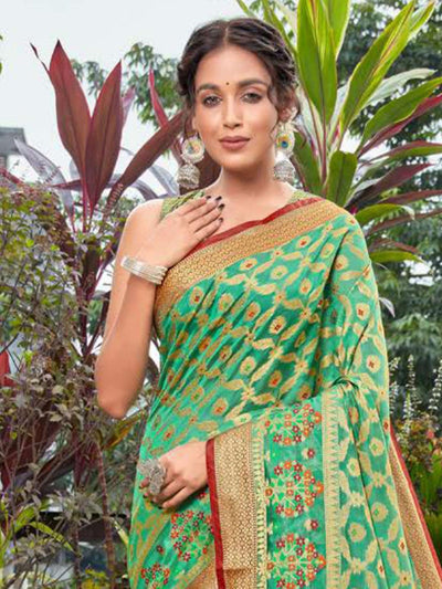 Green Elegant Cotton Silk Weaving Designer Saree - Odette