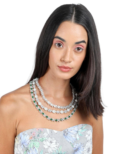 Green elegant necklace set for women - Odette